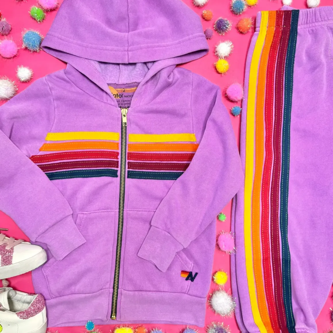 5 STRIPE ZIP UP HOODIE