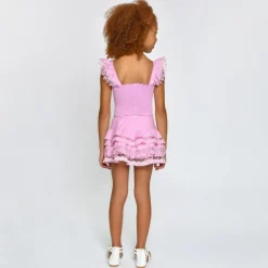 ADINA PINK LEMONADE SMOCKED TOP AND RUFFLE SKIRT