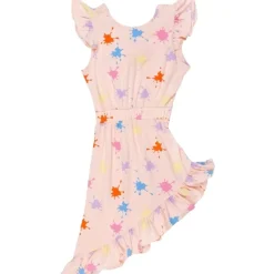ALIA PAINT SPLATTER ASYMMETRICAL DRESS