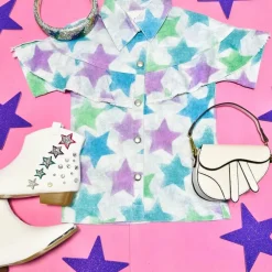 ALL OVER STARS DENIM DRESS