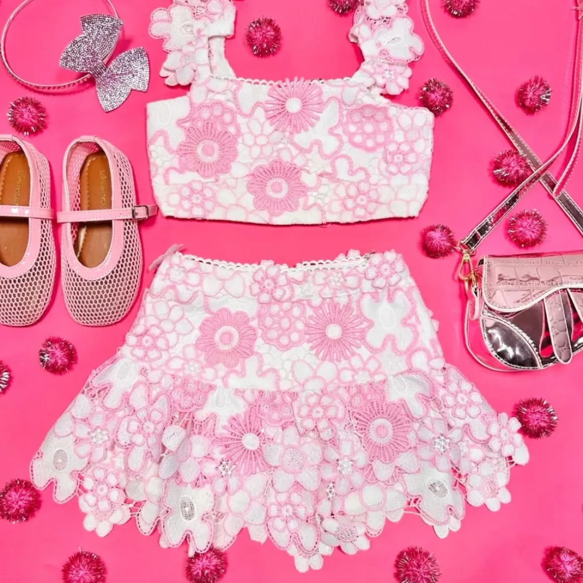 AMARA EMBROIDERED TOP AND SKIRT SET