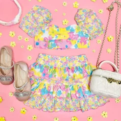 AMELIA PUFF SLEEVE TOP AND SKIRT SET
