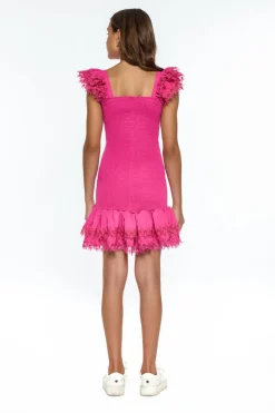 BELLE SMOCKED LACE TRIM DRESS