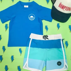 BLOCK STRIPE SWIM TRUNKS