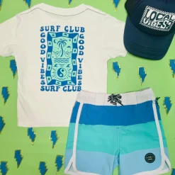 BLOCK STRIPE SWIM TRUNKS