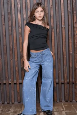 BOW PRINT BOW JEANS