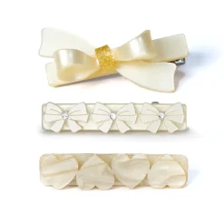 BOWS & HEARTS CLIPS  SET OF 3
