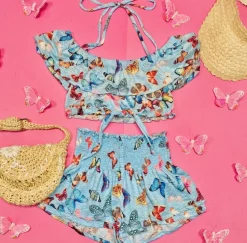 BUTTERFLY RUFFLE CROP TOP