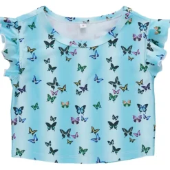 BUTTERFLY RUFFLE SLEEVE CROP TOP