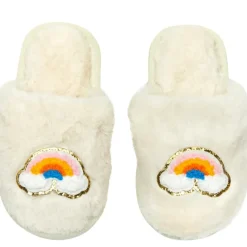 CALI RAINBOW FUZZY SLIPPERS
