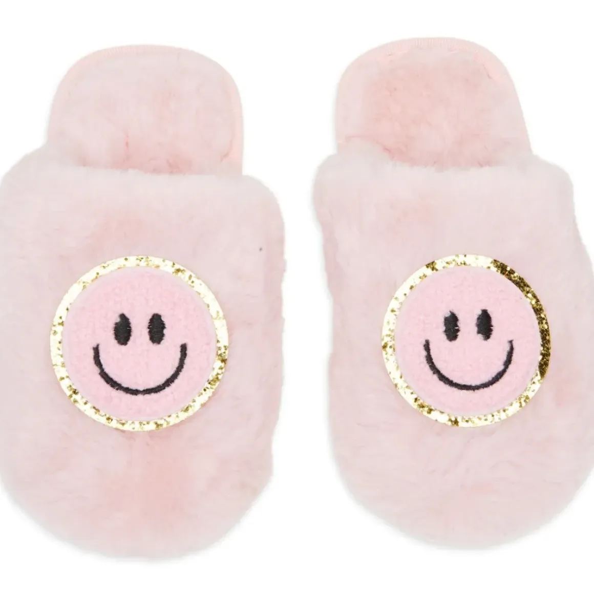 CALI SMILEY FACE FUZZY SLIPPERS