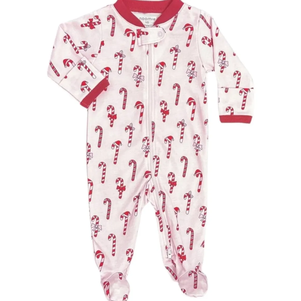 CANDY CANES ZIP FOOTIE