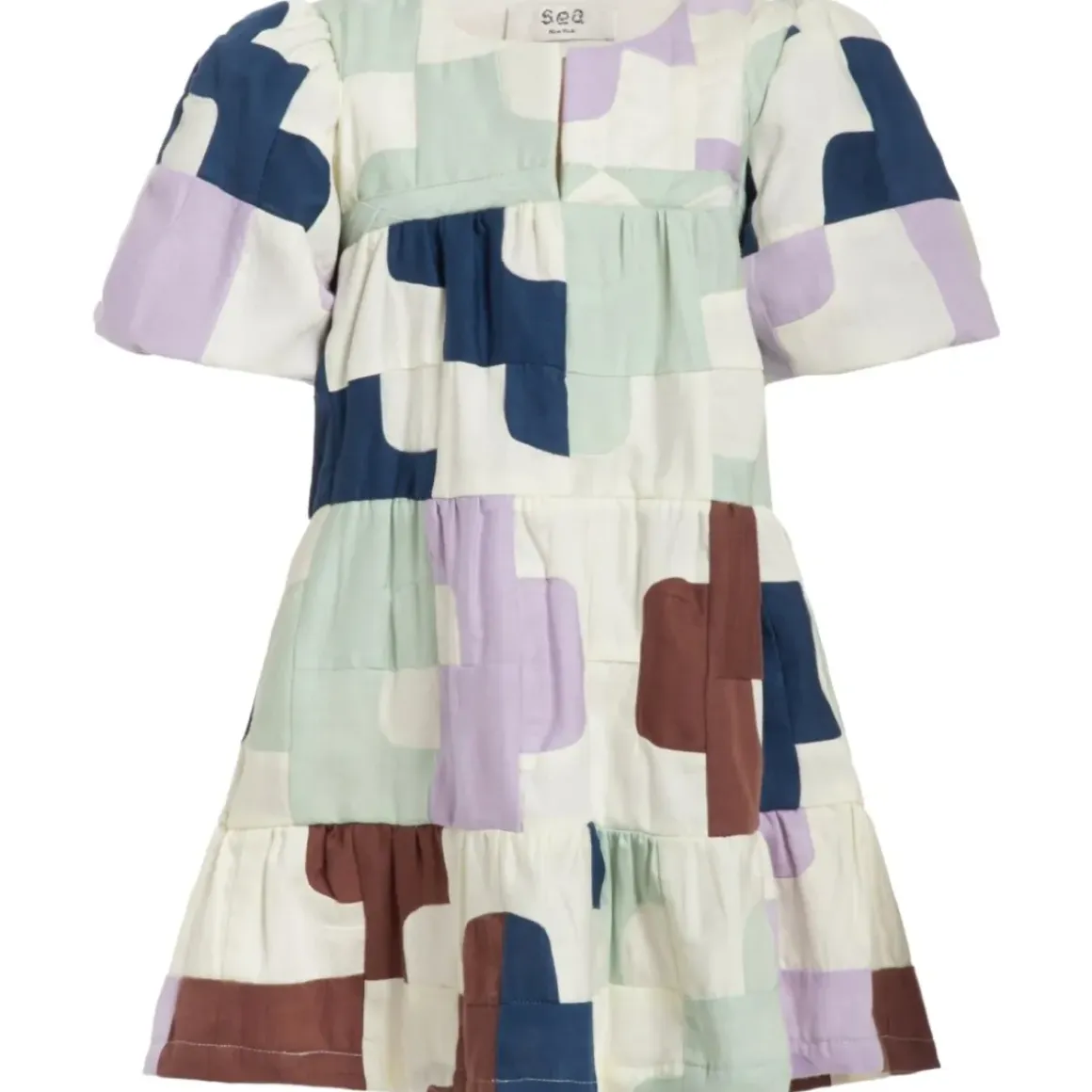 CARI PATCHWORK PUFF SLEEVE DRESS