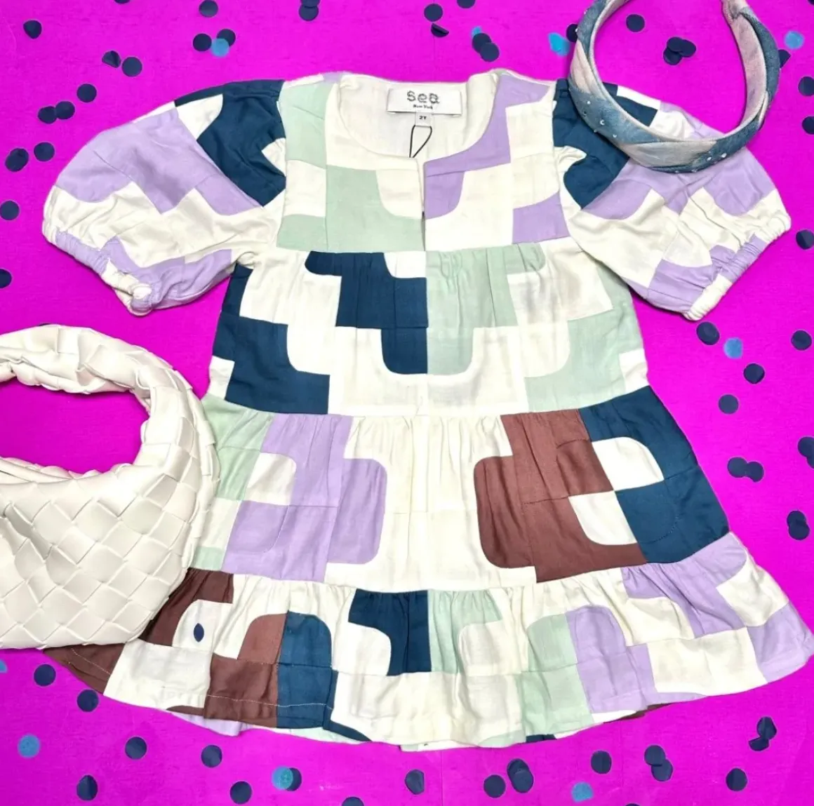CARI PATCHWORK PUFF SLEEVE DRESS