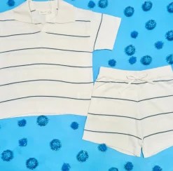 CHANDLER STRIPE KNIT POLO AND SHORTS SET