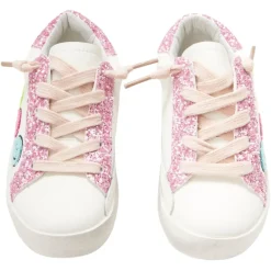 CHARLOTTE SMILEY FACE FUZZY PATCH SNEAKERS