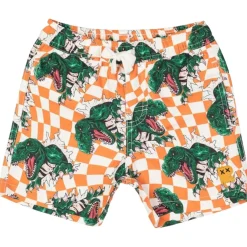 CHECKERED DINO SWIM TRUNKS