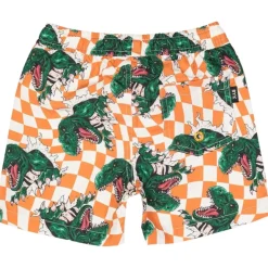 CHECKERED DINO SWIM TRUNKS