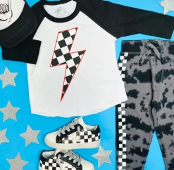 CHECKERED LIGHTNING RAGLAN TSHIRT