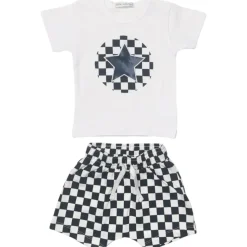 CHECKERED STAR TSHIRT AND SHORTS SET