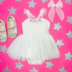 CLEMENTINE BOW TUTU ONESIE DRESS