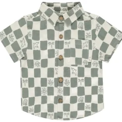 COASTAL CHECK BUTTON DOWN TOP