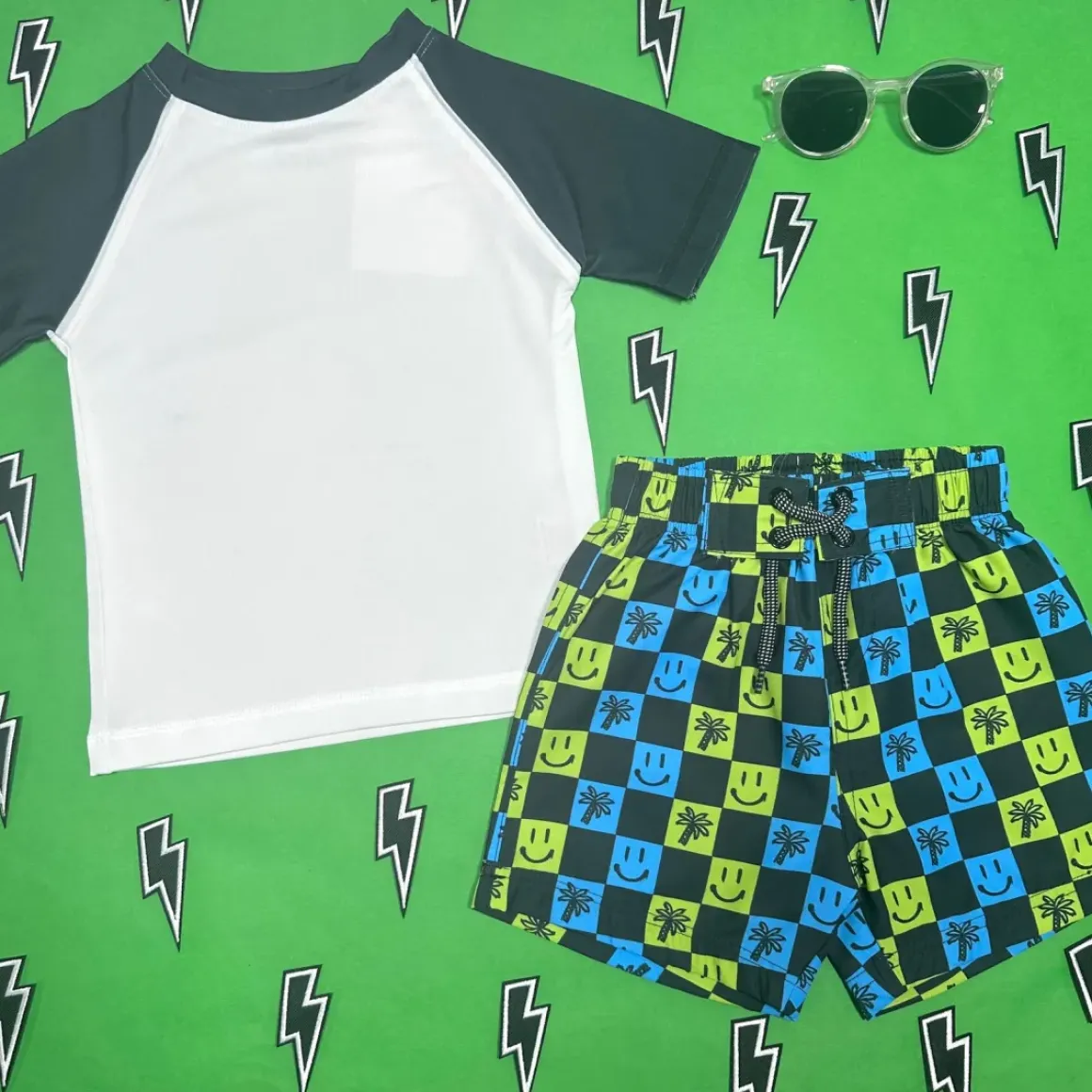 COLOR BLOCK SHORT SLEEVE RASH GUARD