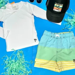 COLORBLOCK STRIPE SWIM TRUNKS