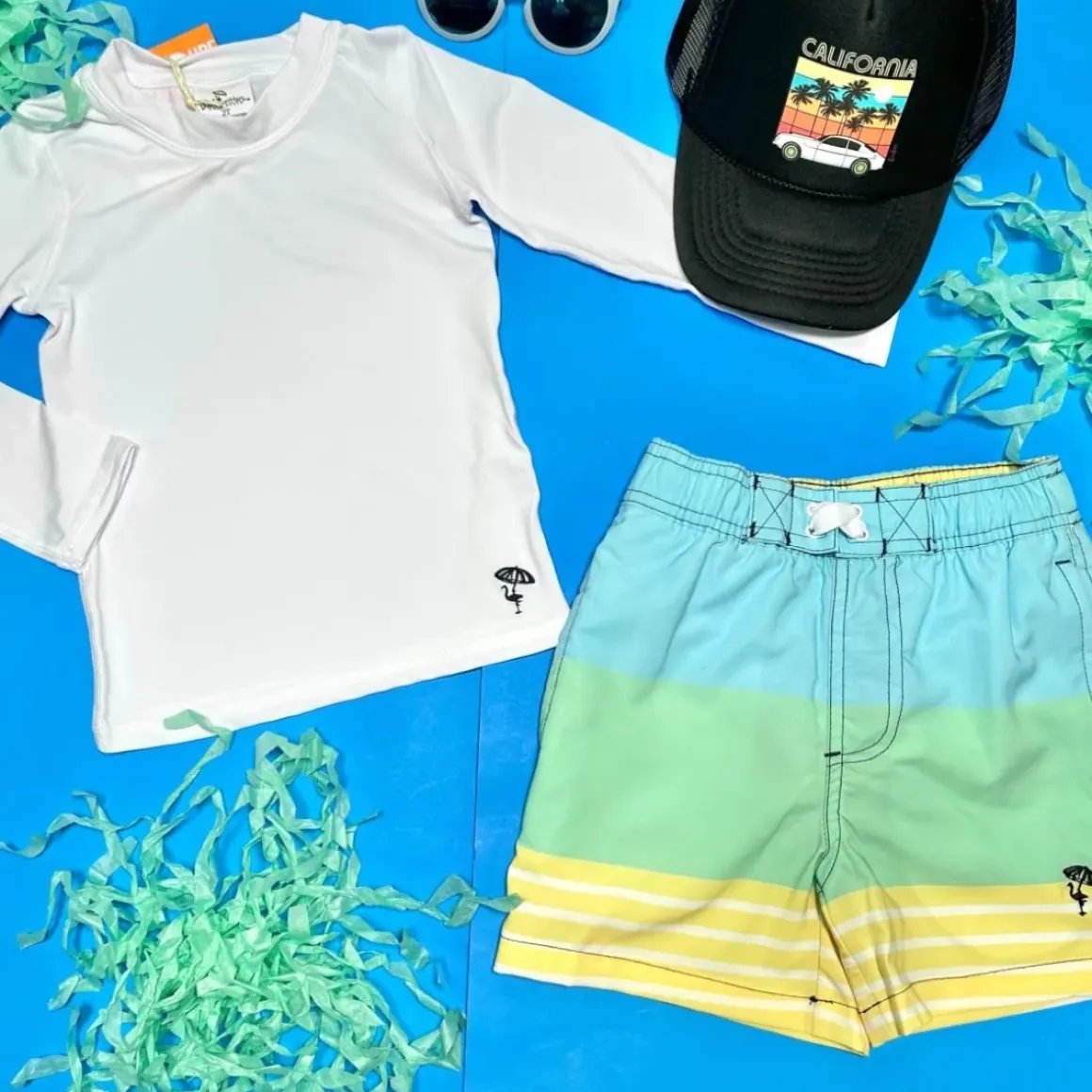 COLORBLOCK STRIPE SWIM TRUNKS