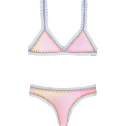 COTTON CANDY RAINBOW EMBROIDERED TWO PIECE BIKINI