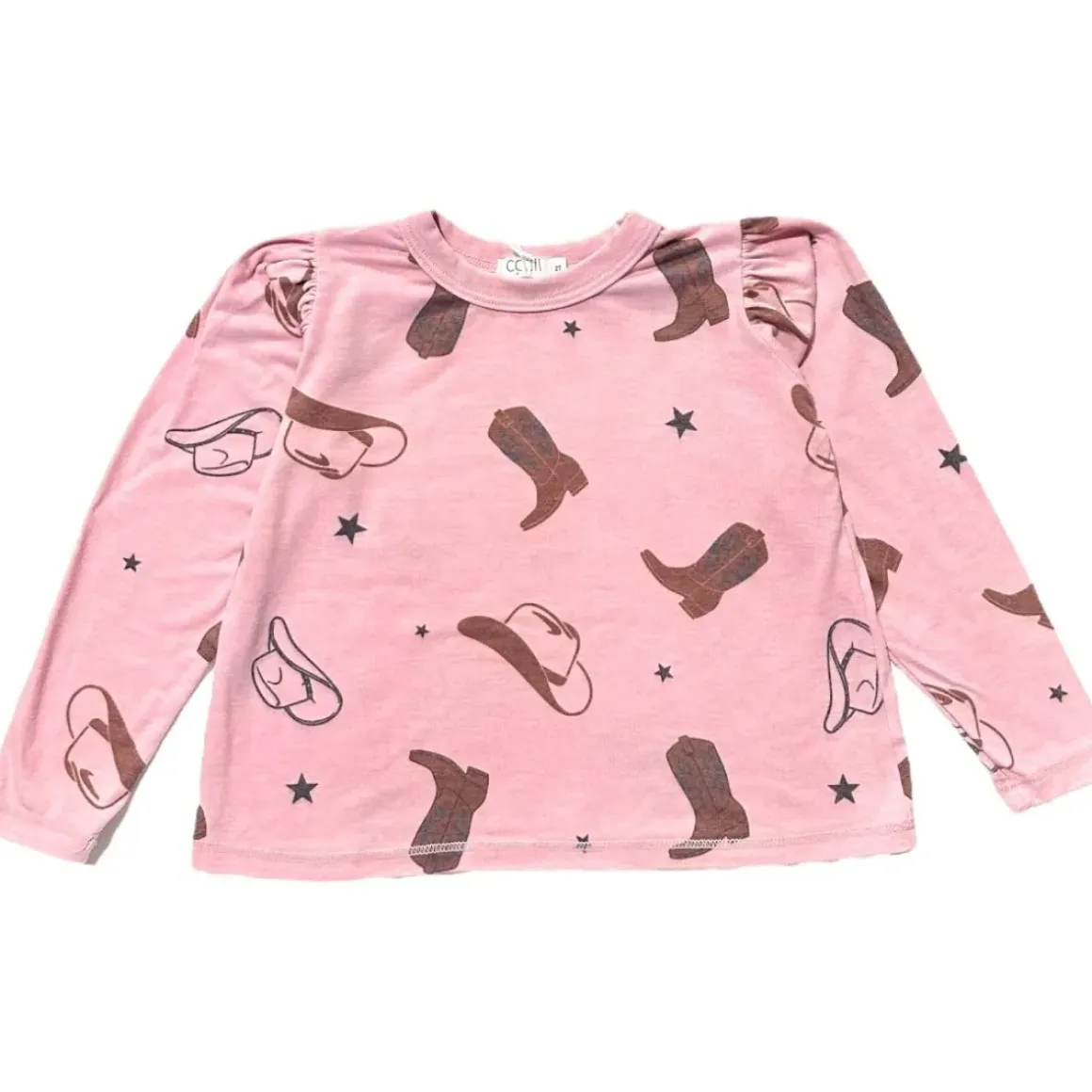 COWBOY PUFF SHOULDER LONG SLEEVE TSHIRT