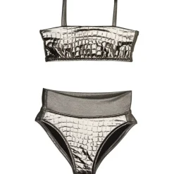 CROC EMBOSSED TWO PIECE BANDEAU BIKINI