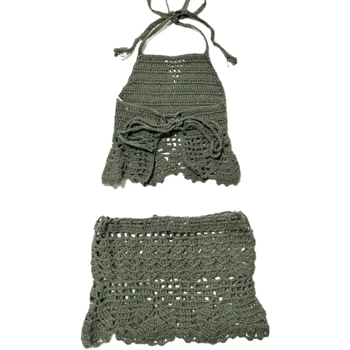 CROCHET HALTER TOP AND SKIRT SET