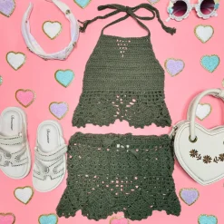 CROCHET HALTER TOP AND SKIRT SET