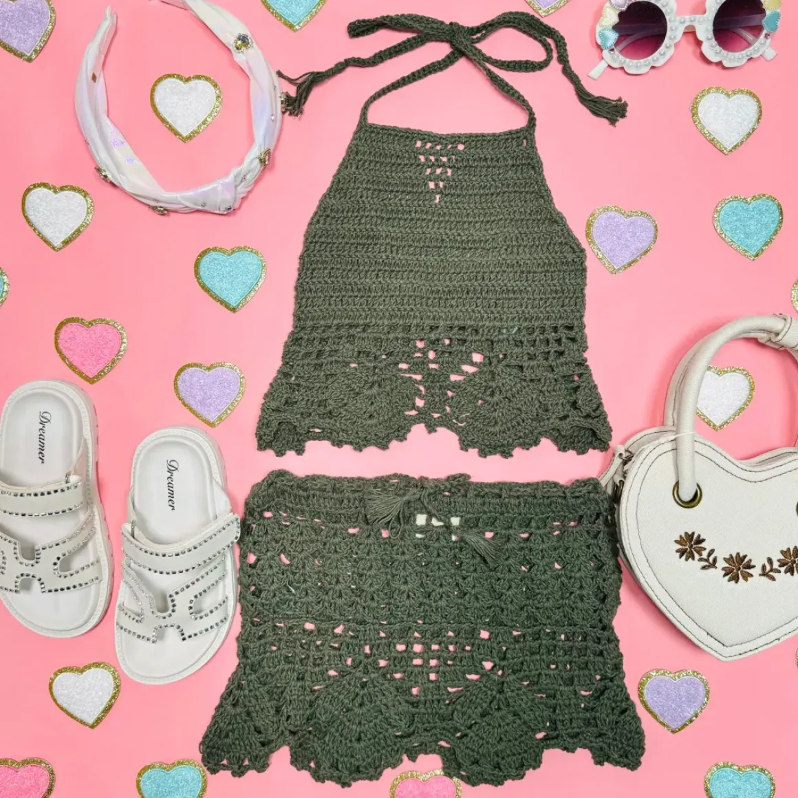CROCHET HALTER TOP AND SKIRT SET