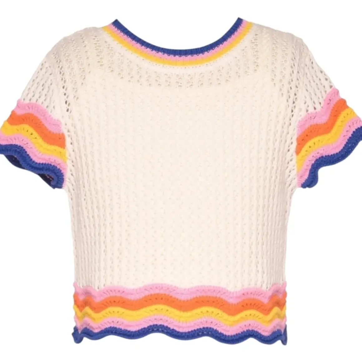 CROCHET SCALLOP SHORT SLEEVE TOP