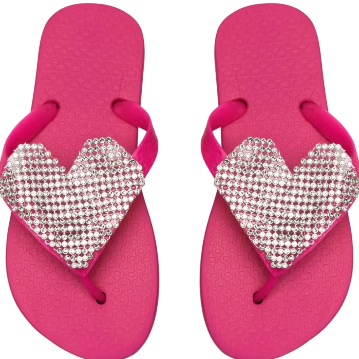 CRYSTAL HEART FLIP FLOP SANDALS
