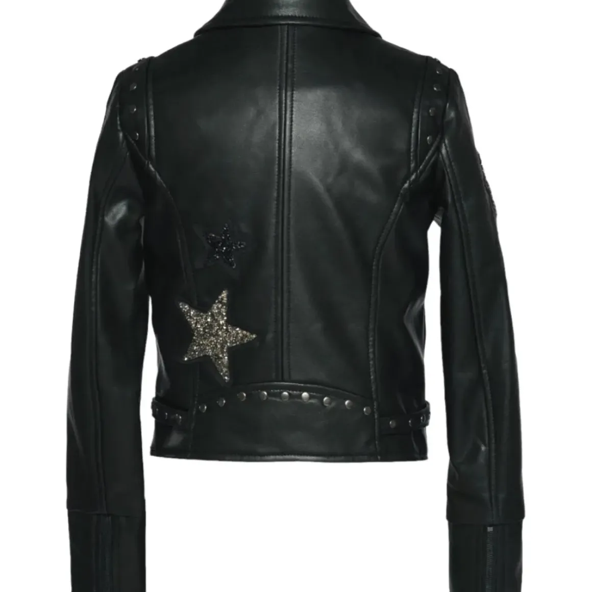 CRYSTAL STAR FAUX LEATHER MOTO JACKET
