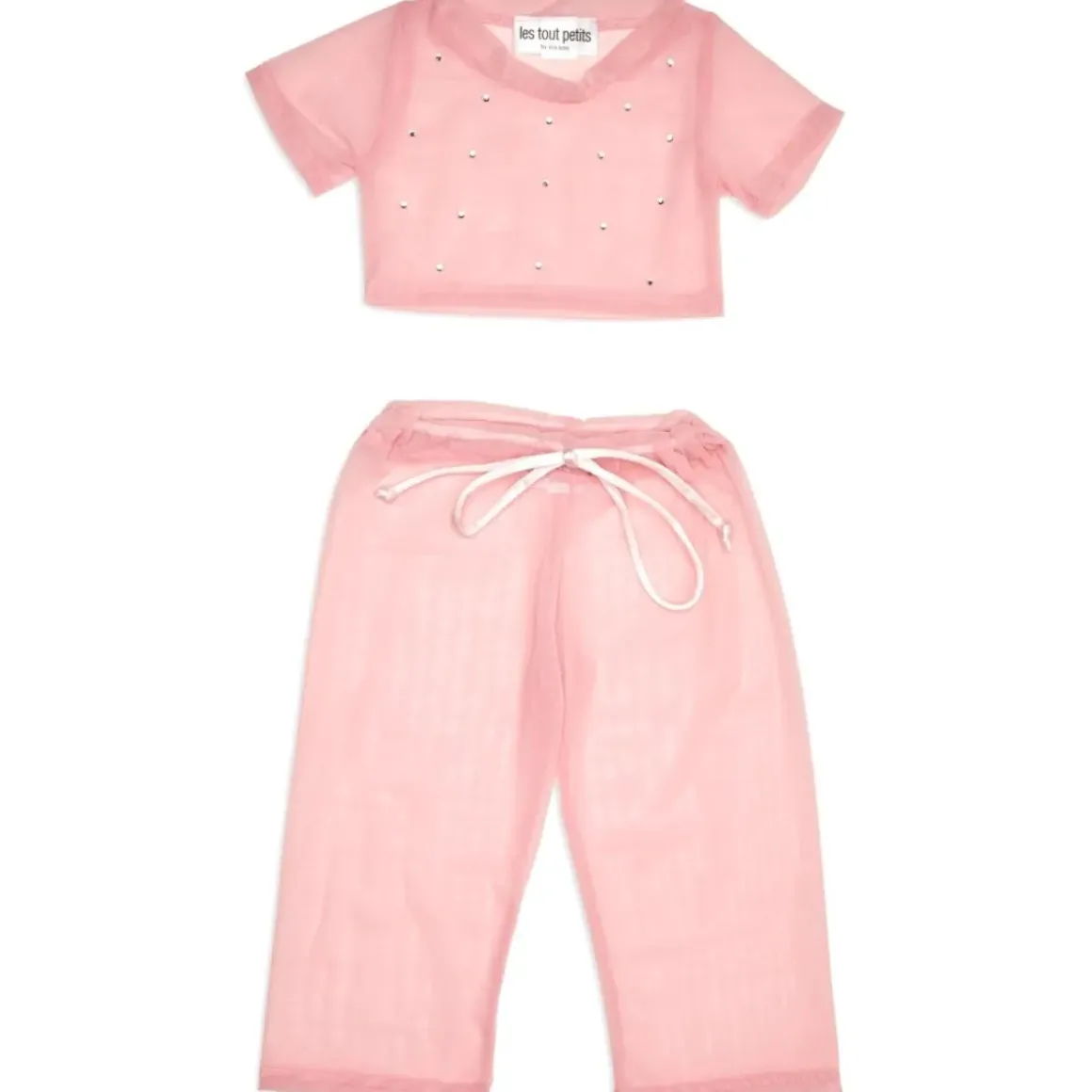 CRYSTAL STONE MESH TOP AND PANTS SET