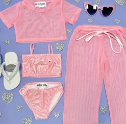CRYSTAL STONE MESH TOP AND PANTS SET