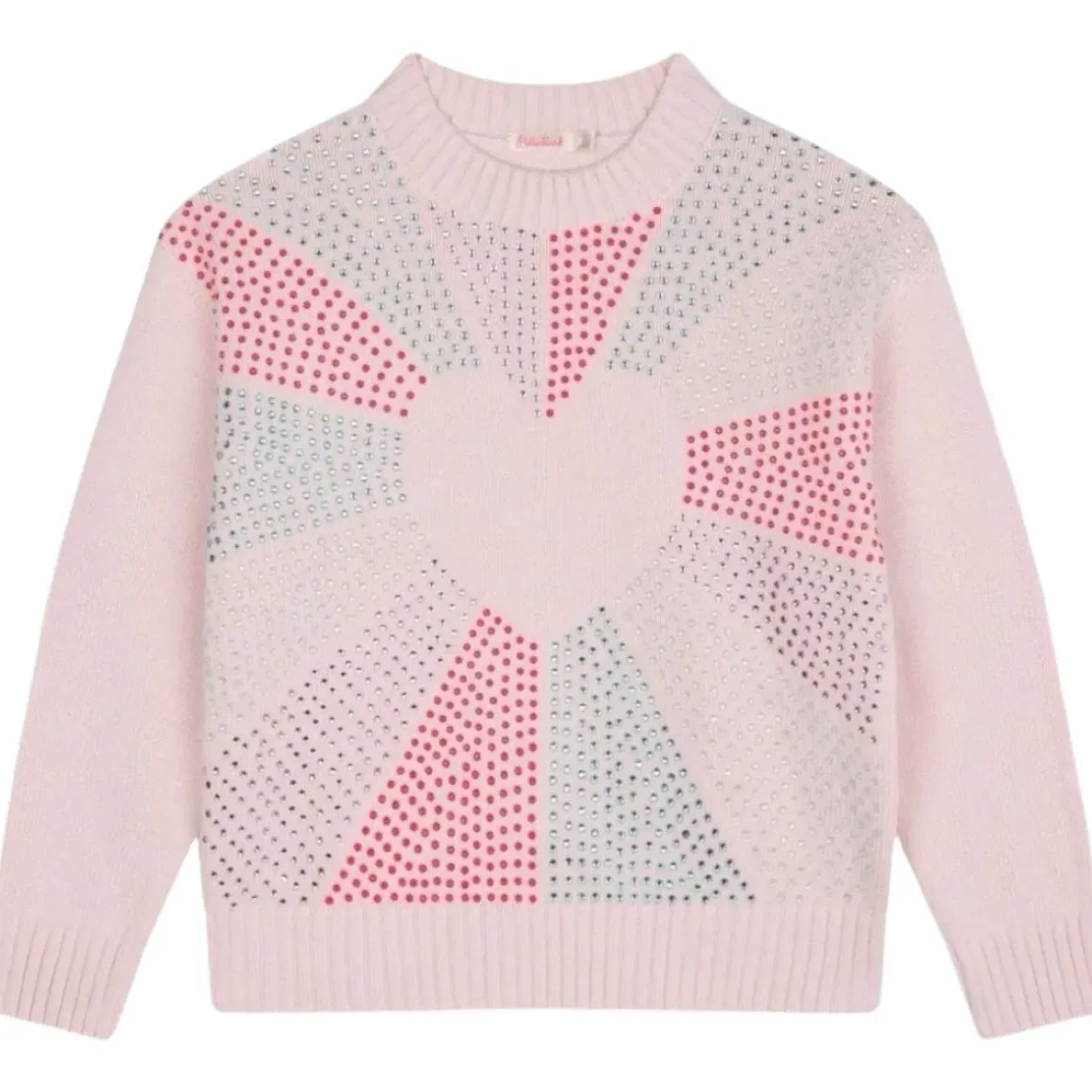 CRYSTAL STONES HEART KNIT SWEATER