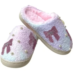 CRYSTALS & PEARL BOW SLIPPERS