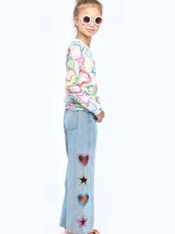 CUTOUT WIDE LEG JEANS
