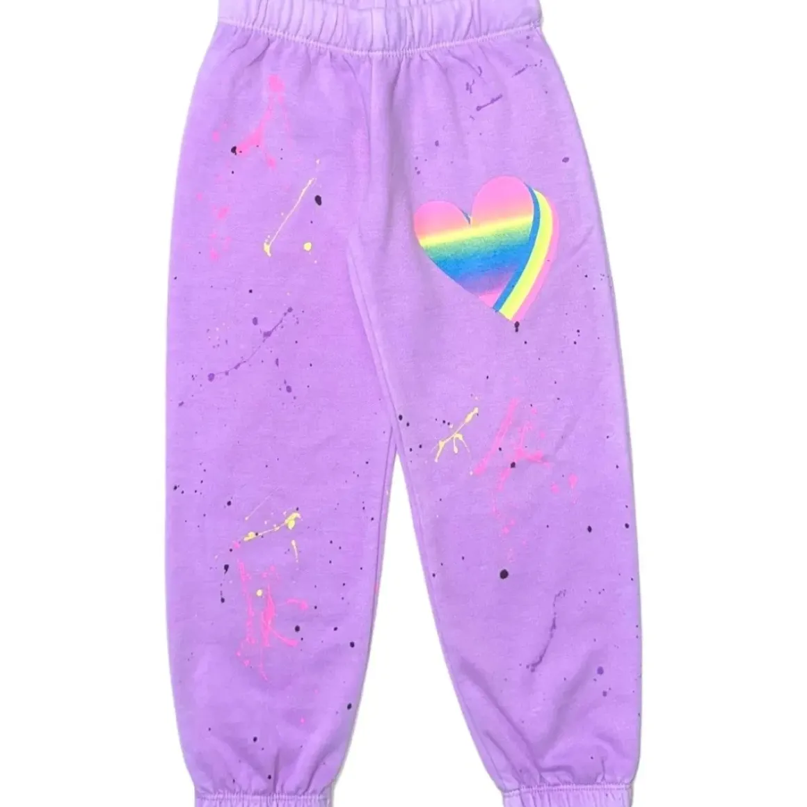 3D NEON HEART PAINT SPLATTER SWEATPANTS