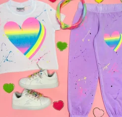3D NEON HEART PAINT SPLATTER SWEATPANTS