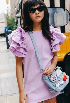 DENIM RUFFLE DRESS