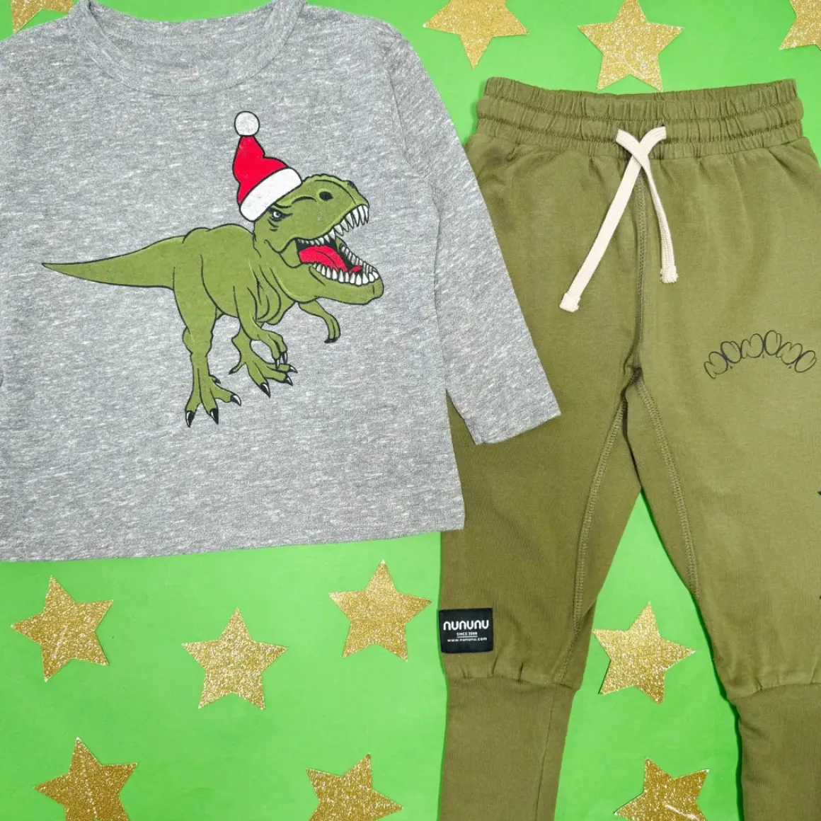 DINO SANTA LONG SLEEVE TSHIRT