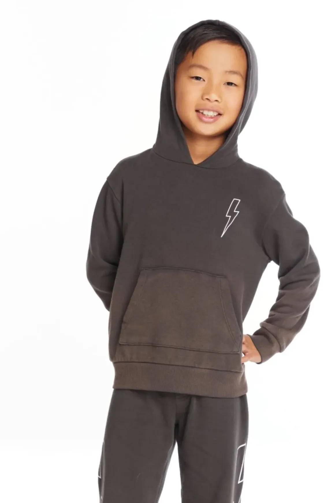 DISTRESSED LIGHTNING BOLT HOODIE