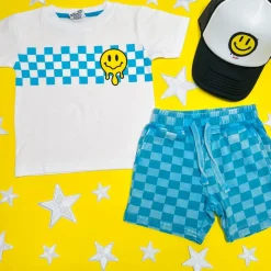 DRIP SMILEY CHECKERED TSHIRT