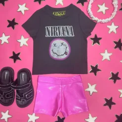 ELECTRIC METALLIC BIKER SHORTS